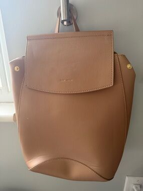 Minimalist Tan Vegan Leather Backpack by Pixie Mood